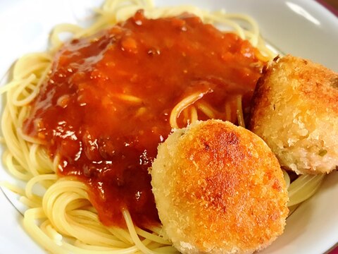 ライスボール☆ミートソースパスタと一緒に